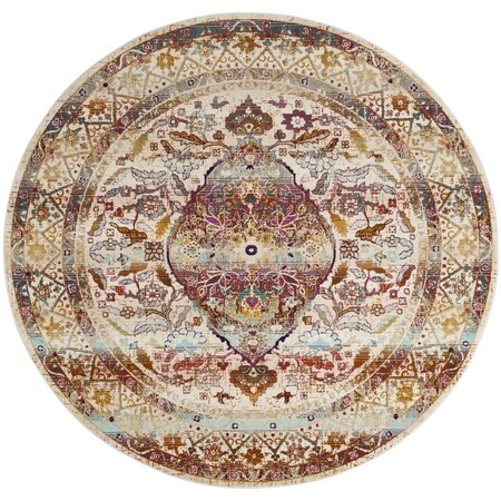 Safavieh Baldwin Power Loomed Round Area Rug Ivory & Fuchsia - 6 ft.-7 in. x 6 ft.-7 in. BDN189A-7R